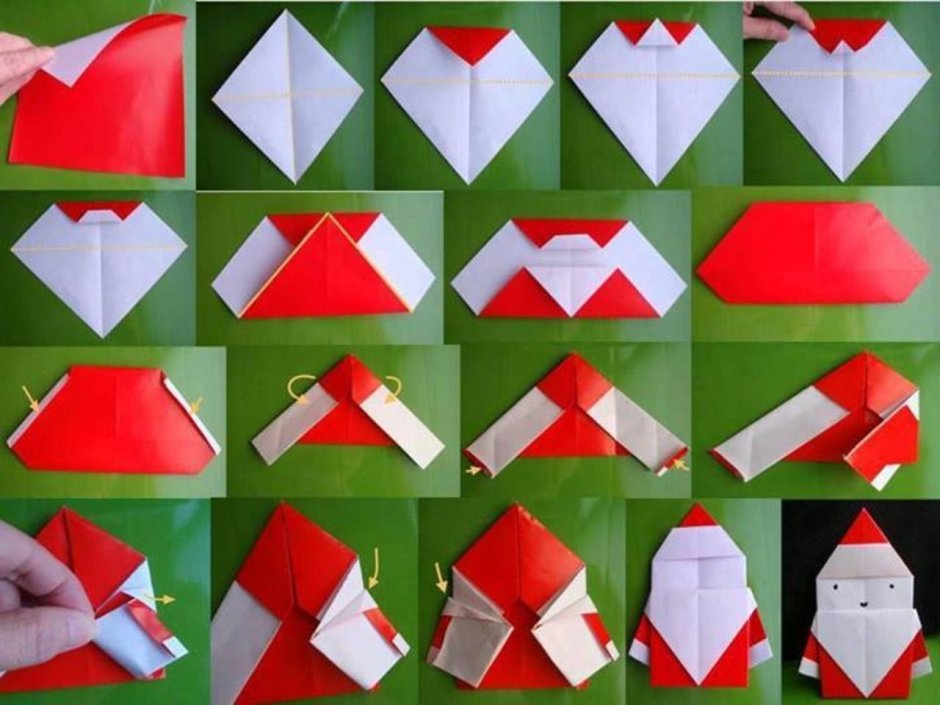 Поделка дед Мороз из бумаги оригами