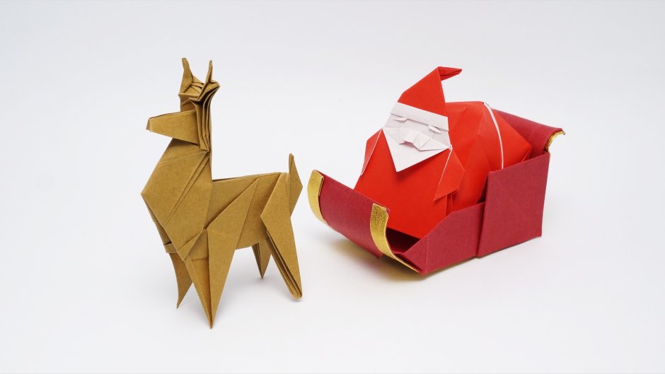Санта из 3d оригами