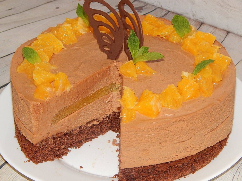 Шоколадно-апельсиновый муссовый торт