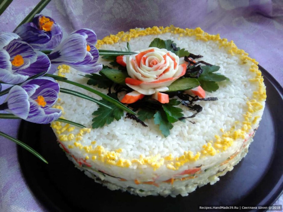 Салат торт с крабовыми палочками