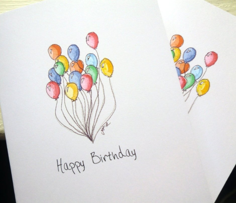 Идеи акварельных открыток на день рождения