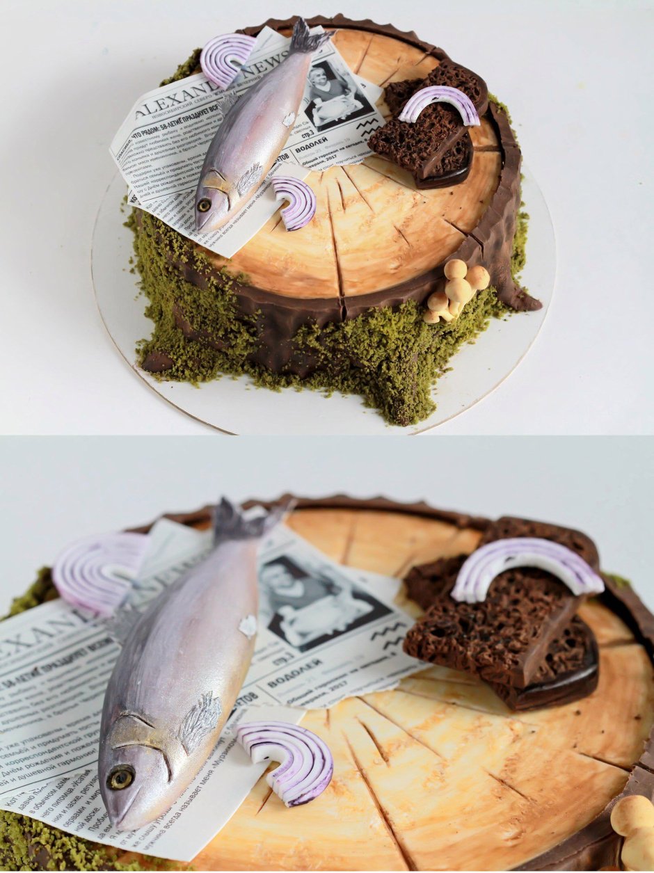 Декор торта для мужчины рыбака