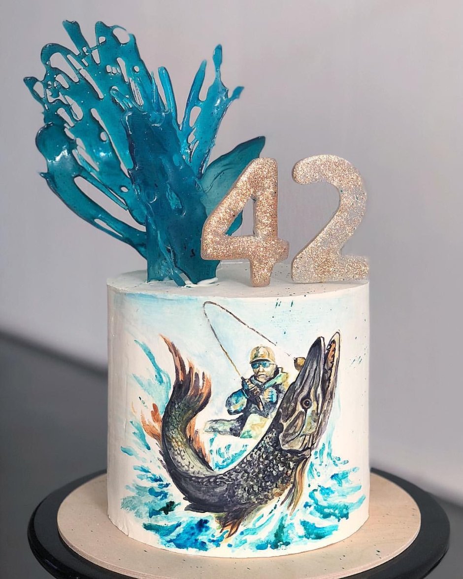Декор торта для рыбака