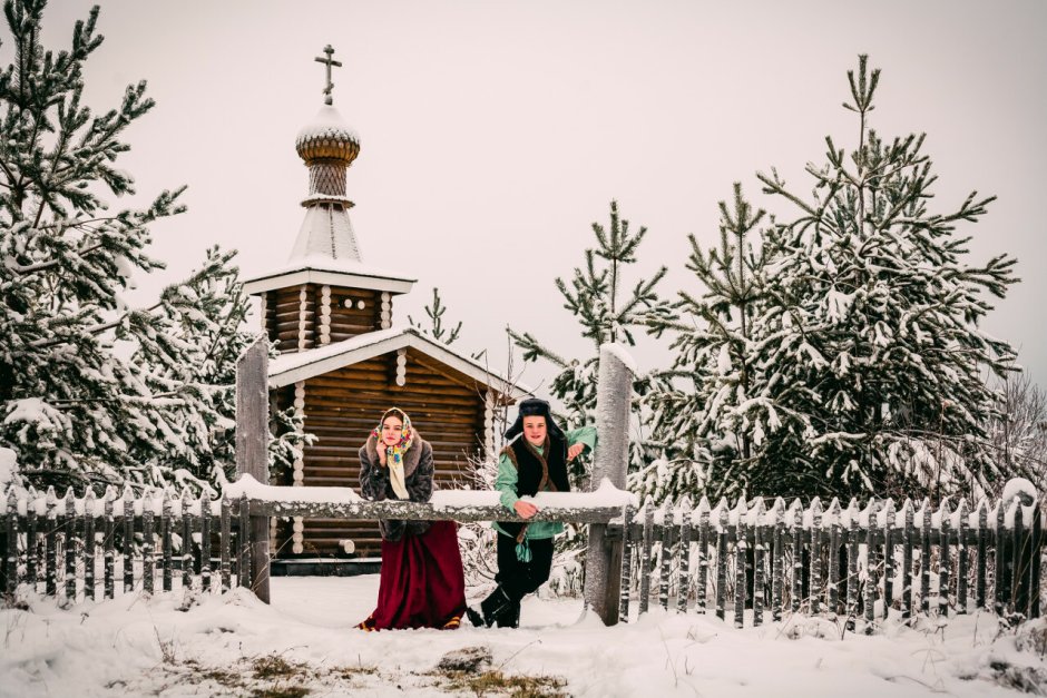 Деревня Киндасово в Карелии зимой