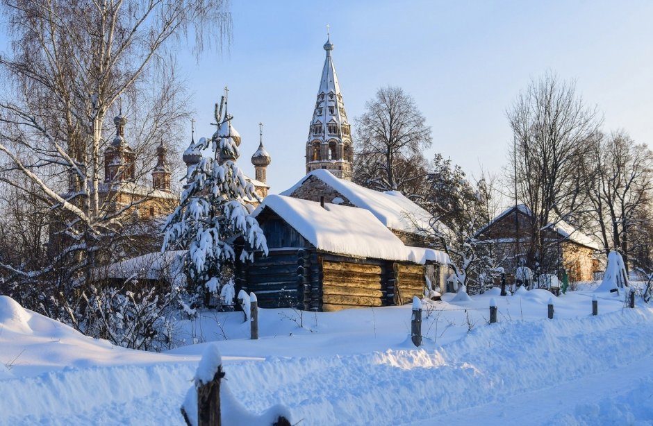 Пензенская Губерния деревня зима Церковь