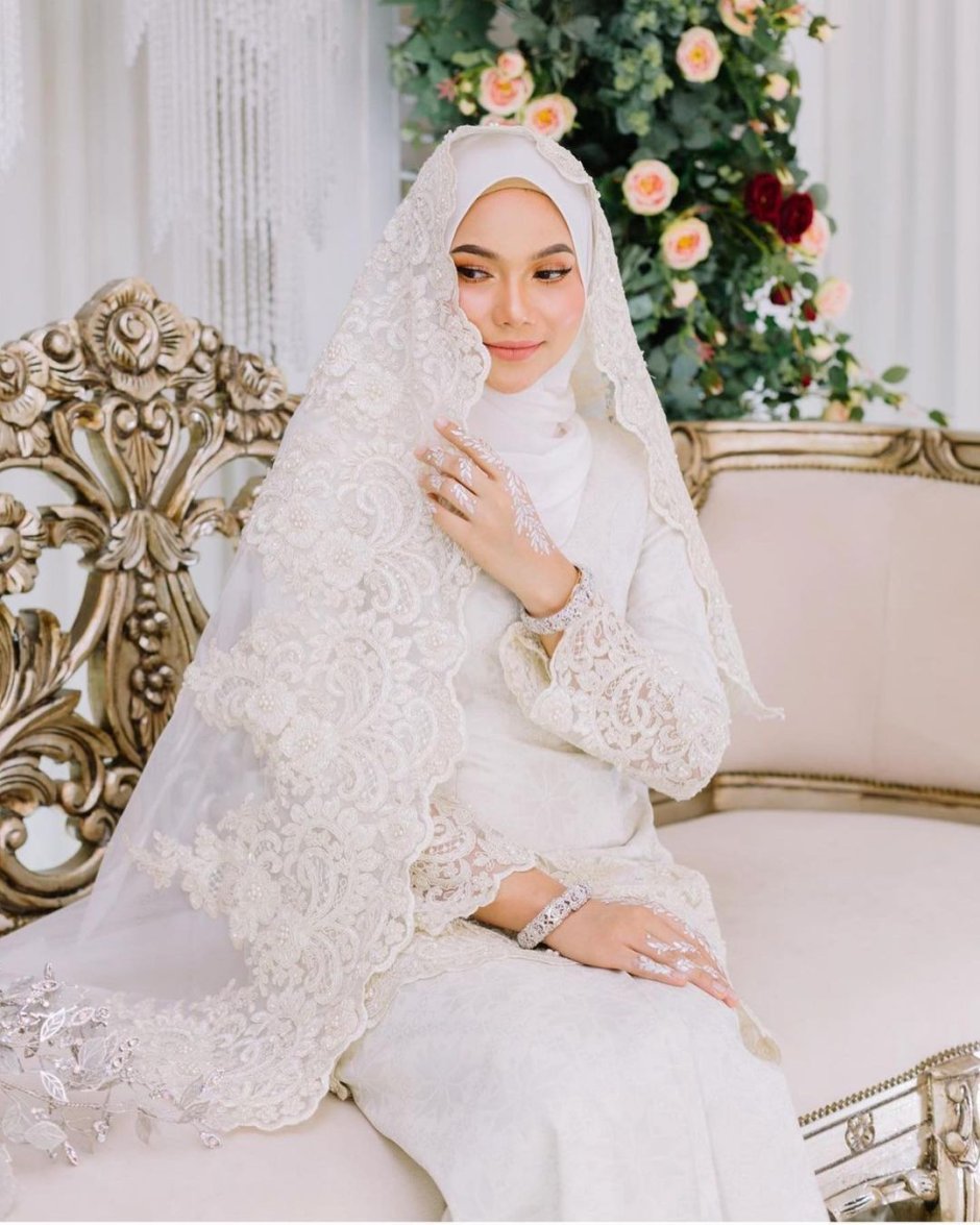 Свадебный хиджаб с фатой