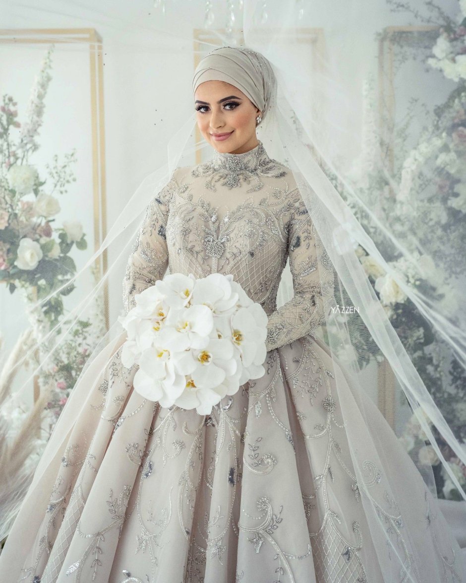 Розовый Свадебные платья хиджаб