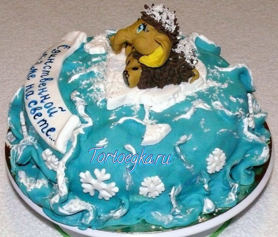 Декор торта с мамонтенком для мамы