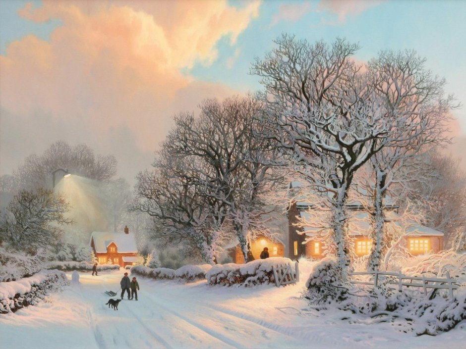 Зимняя Новогодняя деревня