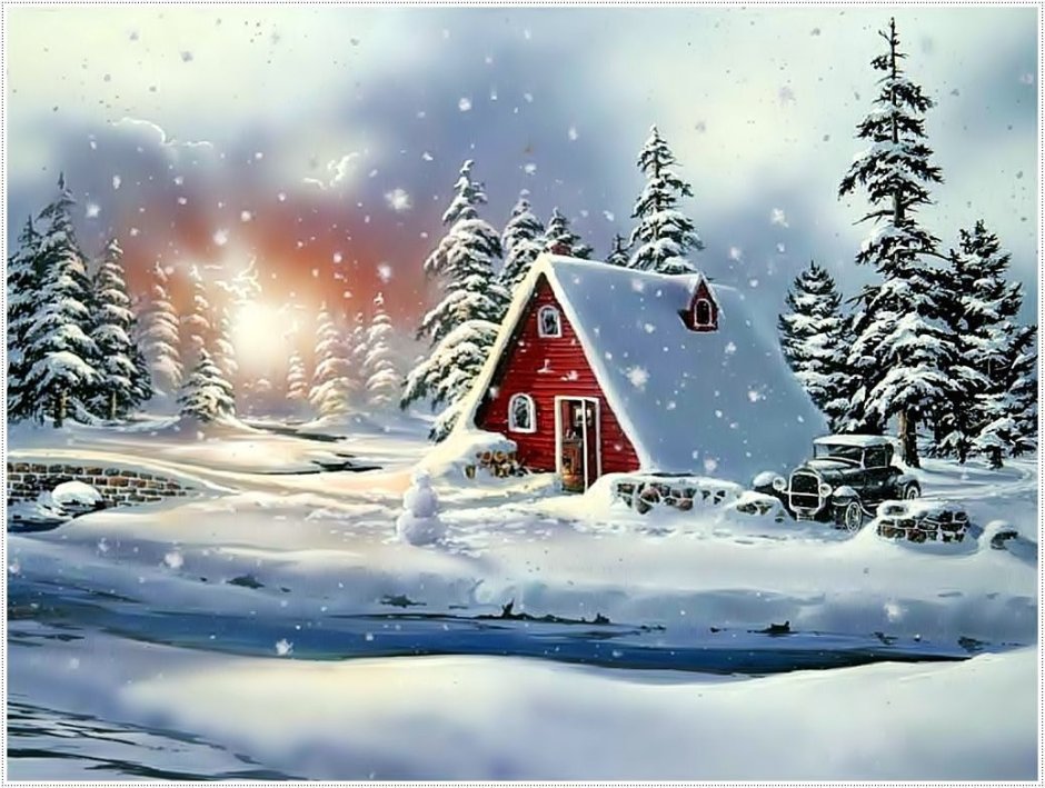 Новогодние открытки с зимним пейзажем