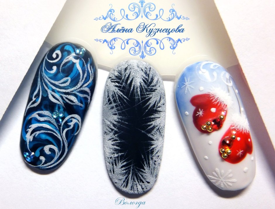 Рисование на ногтях гель-лаком новогодние