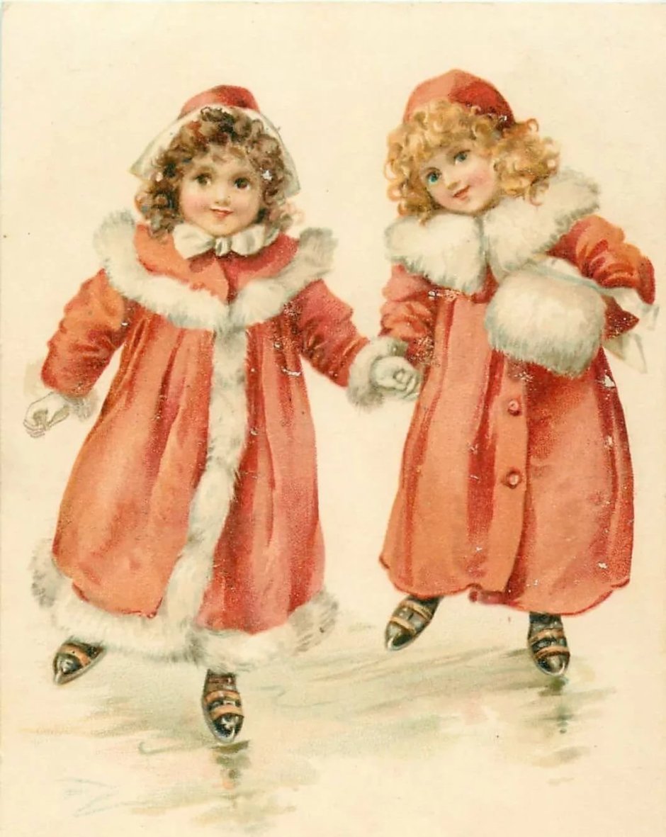 Старинные Рождественские открытки с детьми
