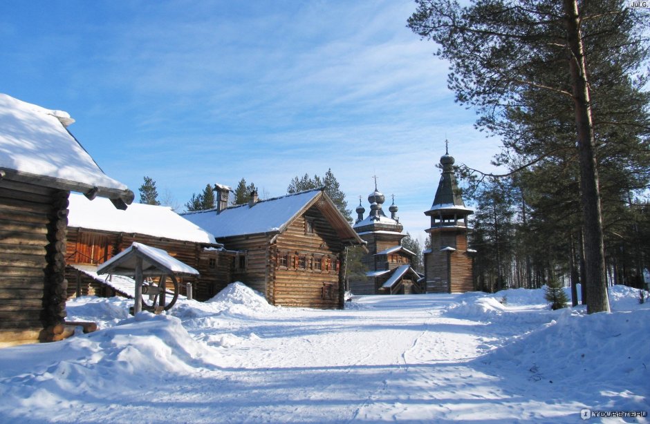 Музей малые Карелы Архангельск зимой