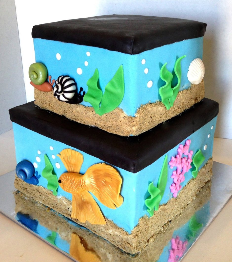 Торт аквариум с рыбками
