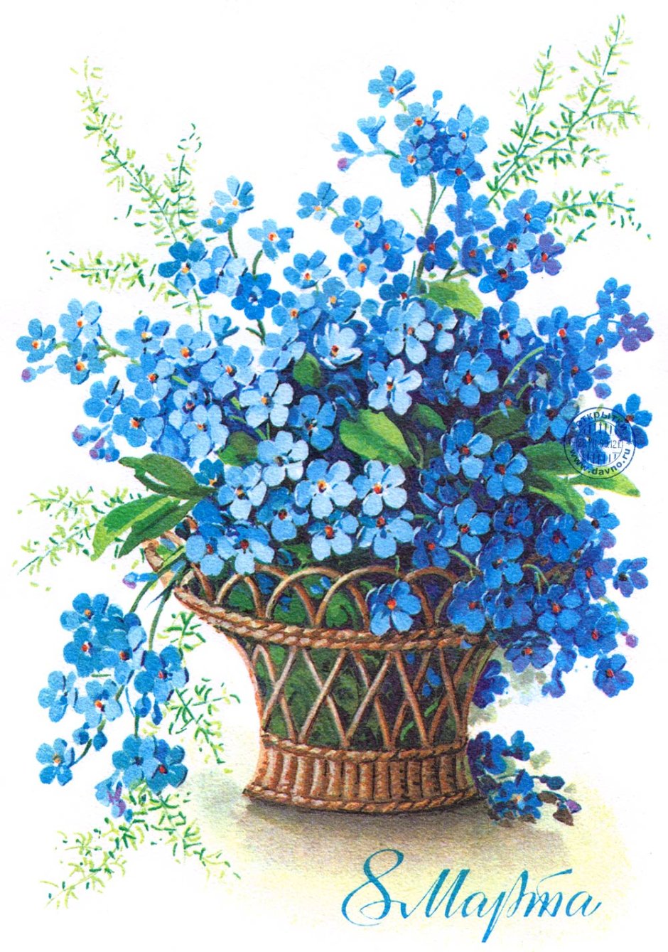 Цветы в синей вазе вышивка