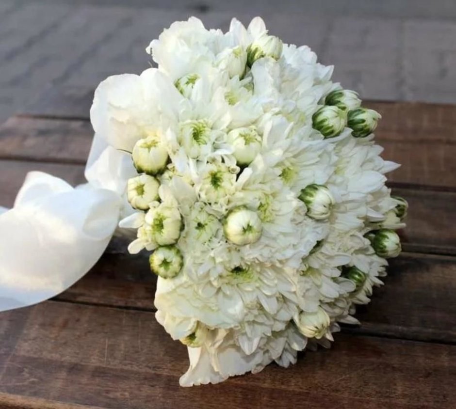 Свадебный букет для невесты хризантемы