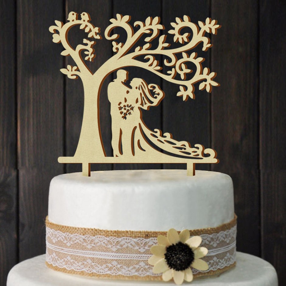 Деревянный Топпер на свадебный торт