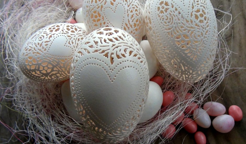 Кружевные пасхальные яйца