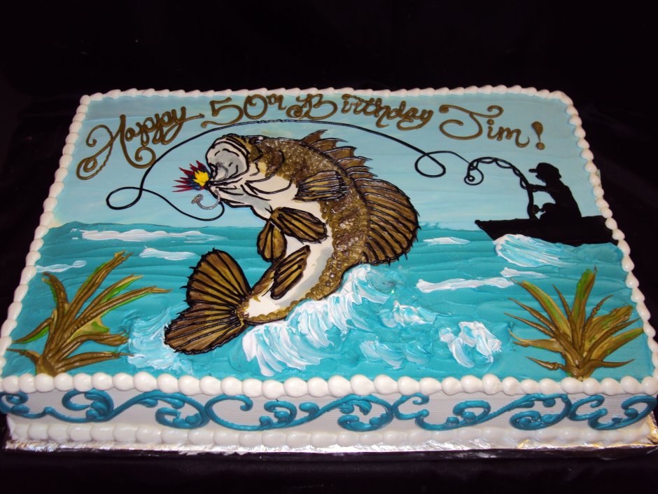 Украшение торта для рыбака