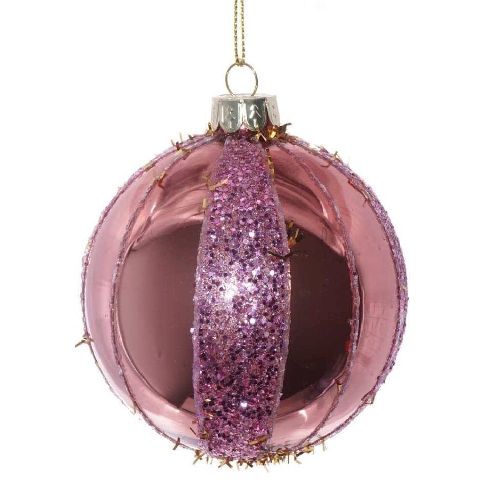 Украшение новогоднее шар "розовый серпантин", d8 см