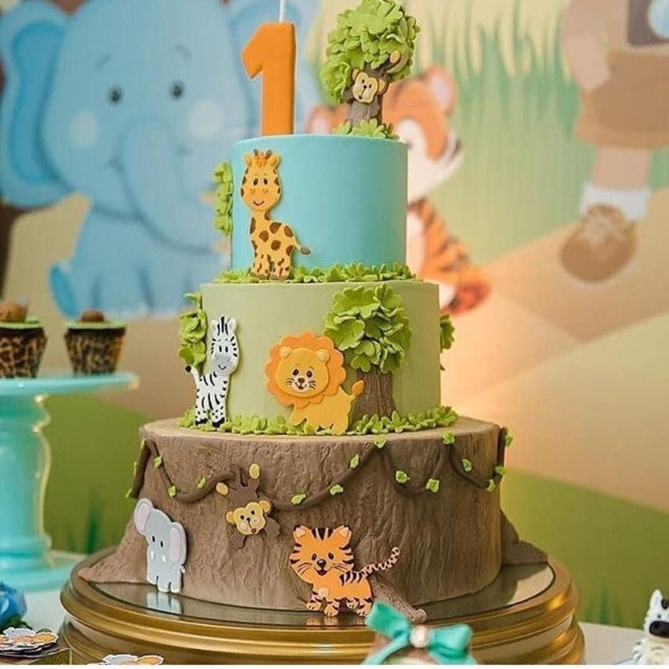 Торт в стиле сафари джунгли