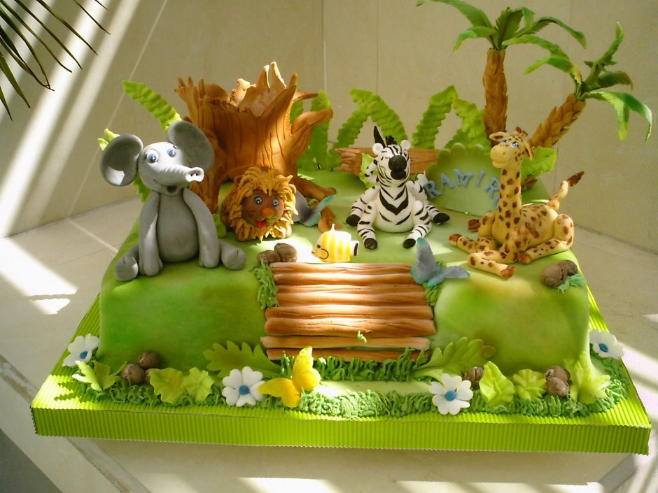 Украшение торта стиль джунгли