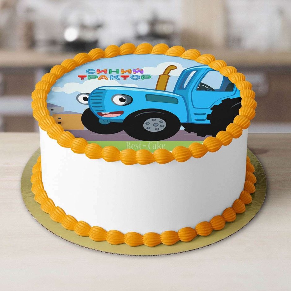 Торт на 1 годик синий трактор
