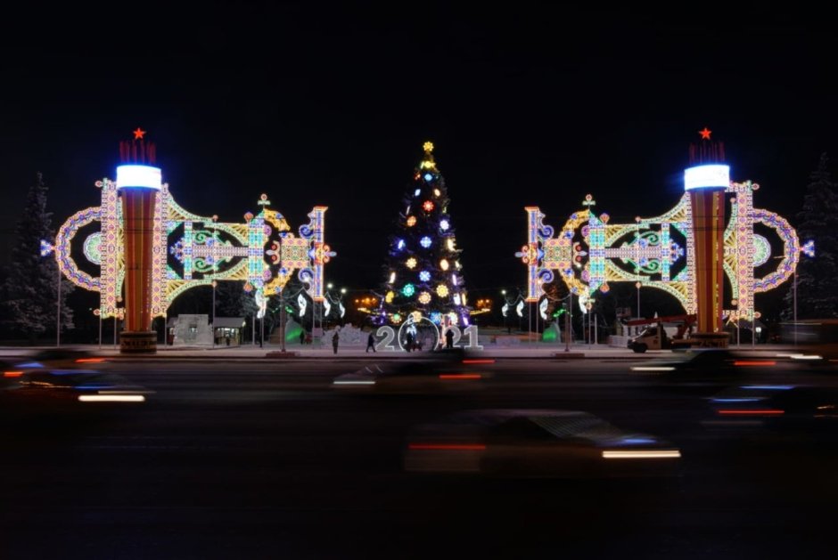 Площадь Салавата Юлаева в Уфе новый год
