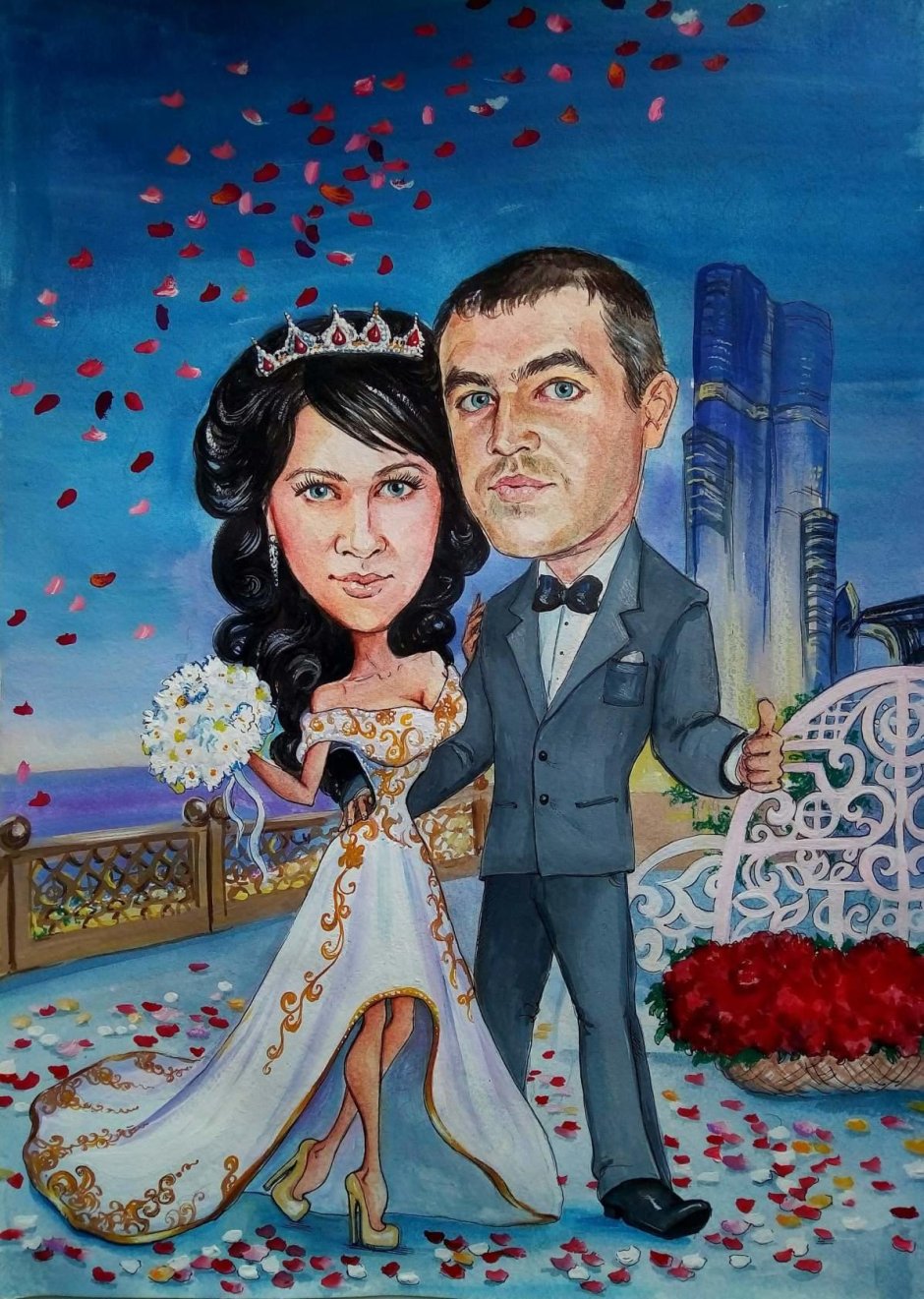 Картина шарж на свадьбу
