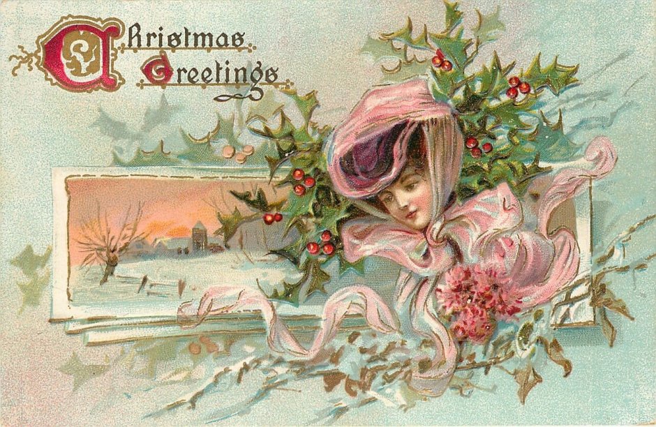 Рождественская открытка школьнику