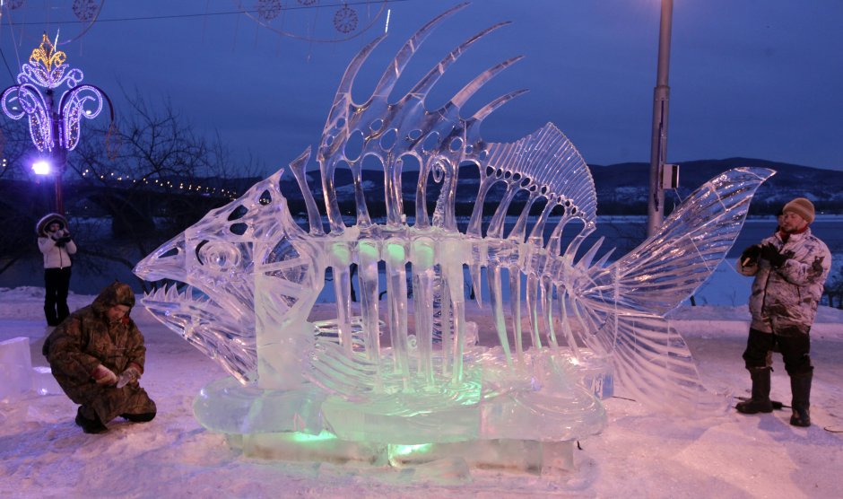 Поклонная гора Москва ледяные скульптуры
