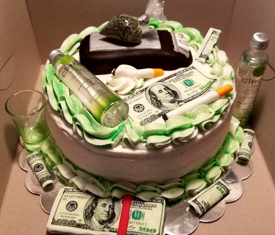 Торт с долларами для мужчины