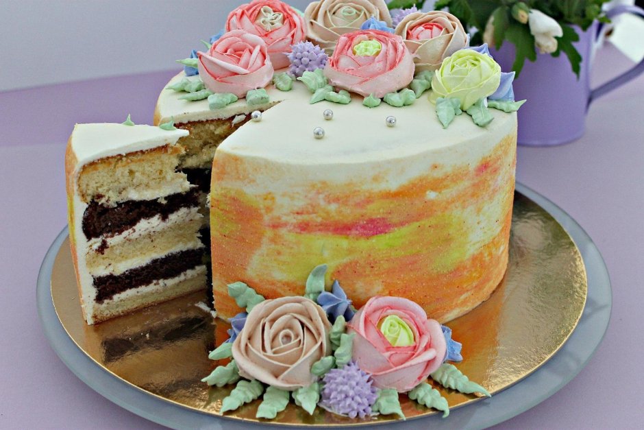 Бисквитный торт с кремом пломбир