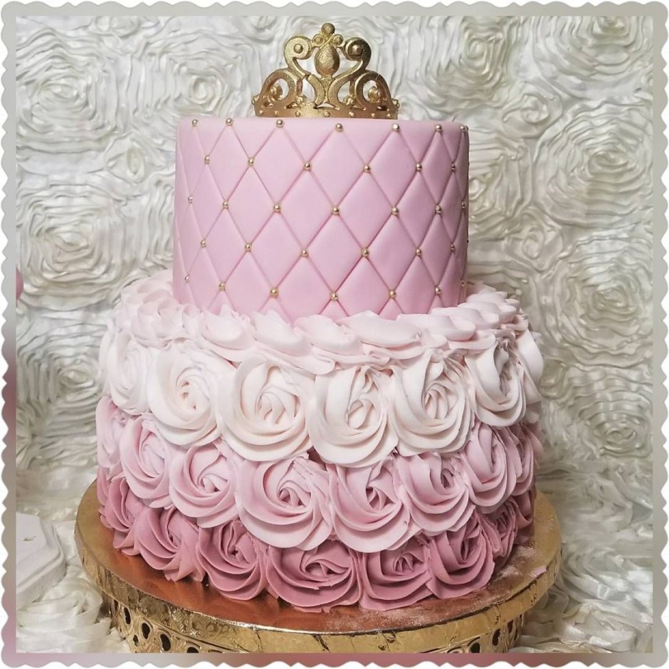 Двухэтажный торт розовый