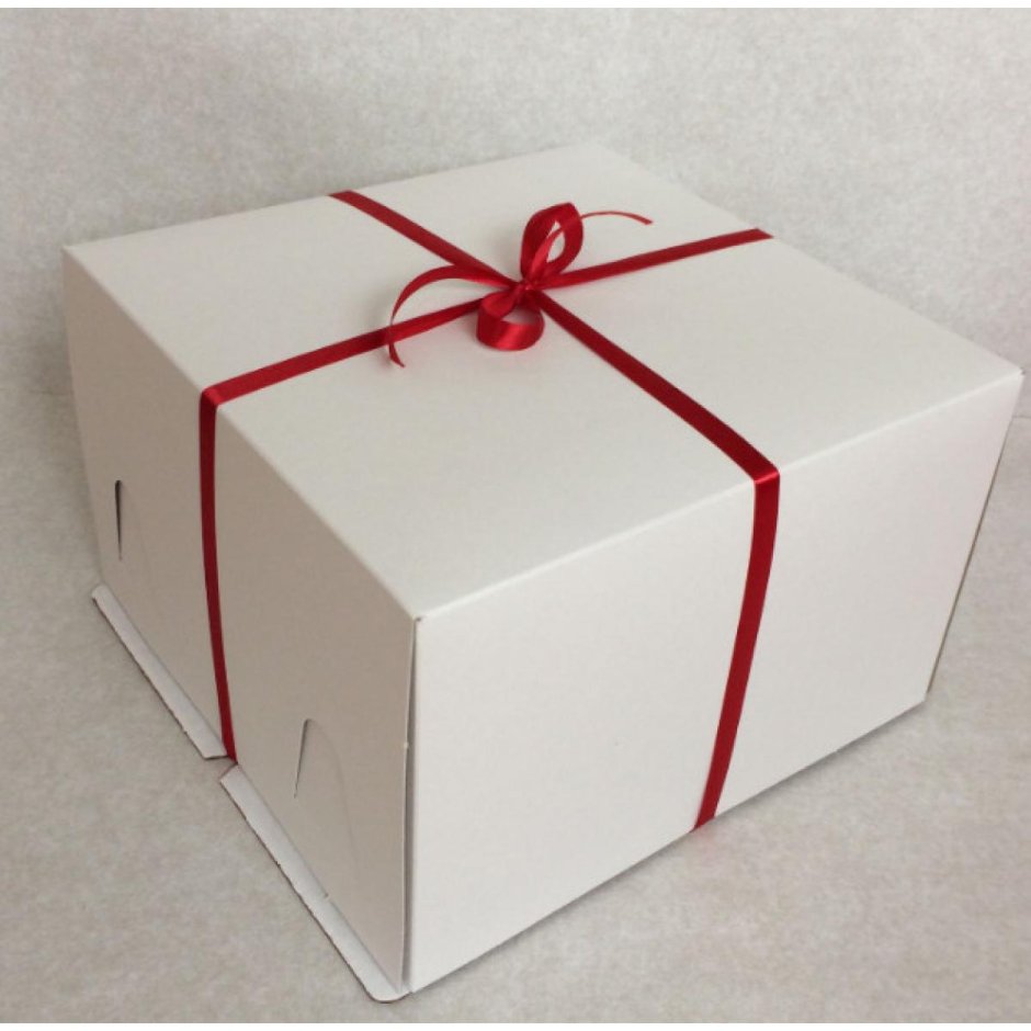 Коробка для торта, 300x300x300мм, гофрокартон, белая, с окном, с ручками
