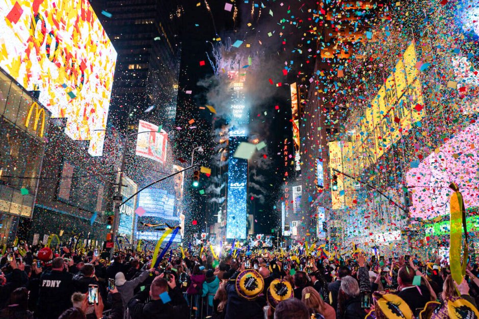 Новый год Нью Йорк Таймс-сквер Нью-Йорк