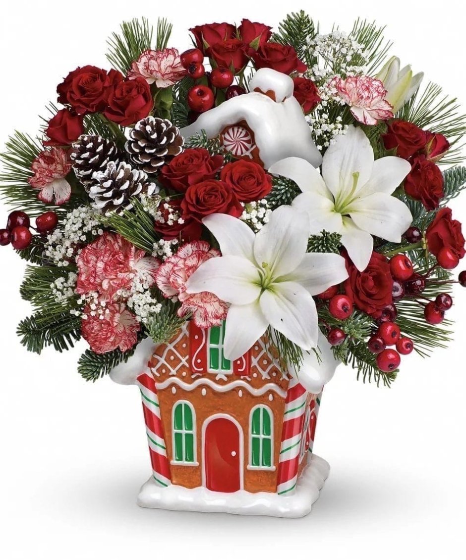 С Рождеством букет цветов красивые