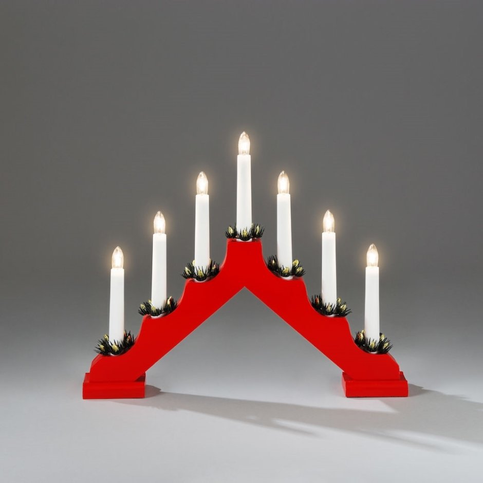 Фигура пластик"горка Рождественская белая", 7 свечей led