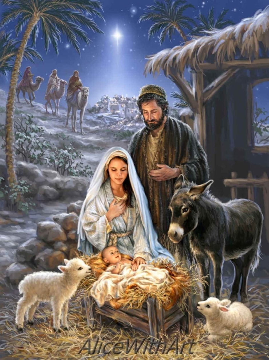 Нотки и Рождество Иисуса клипарт