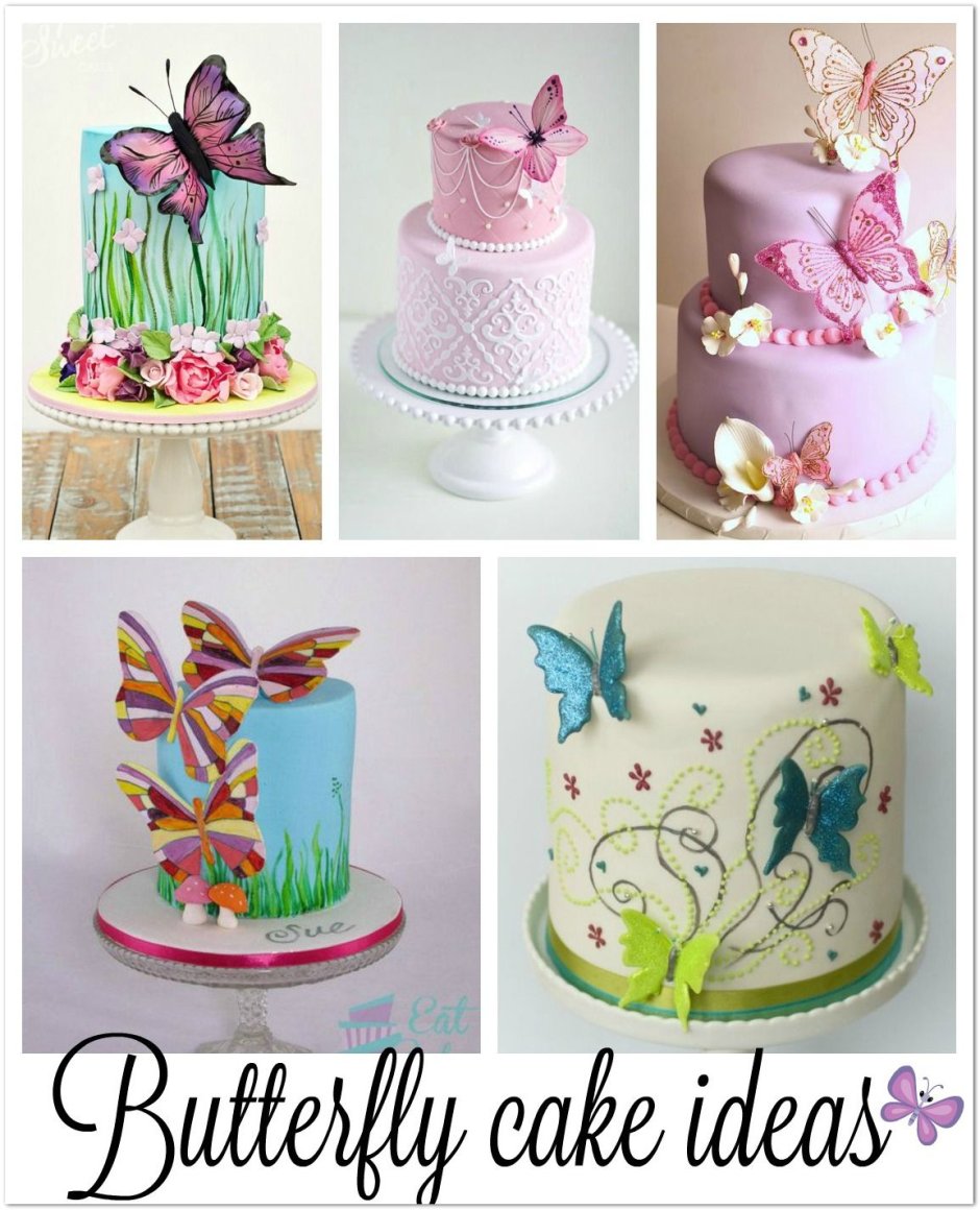 Торт нежные цвета с бабочками