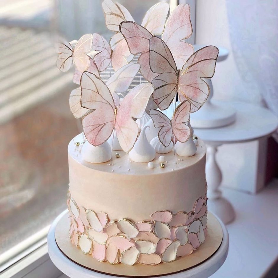 Бабочки розово-голубые для торта