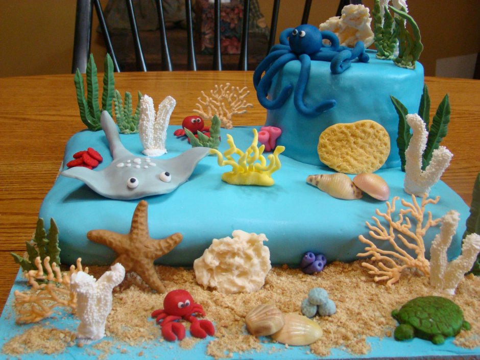 Торт для девочки море