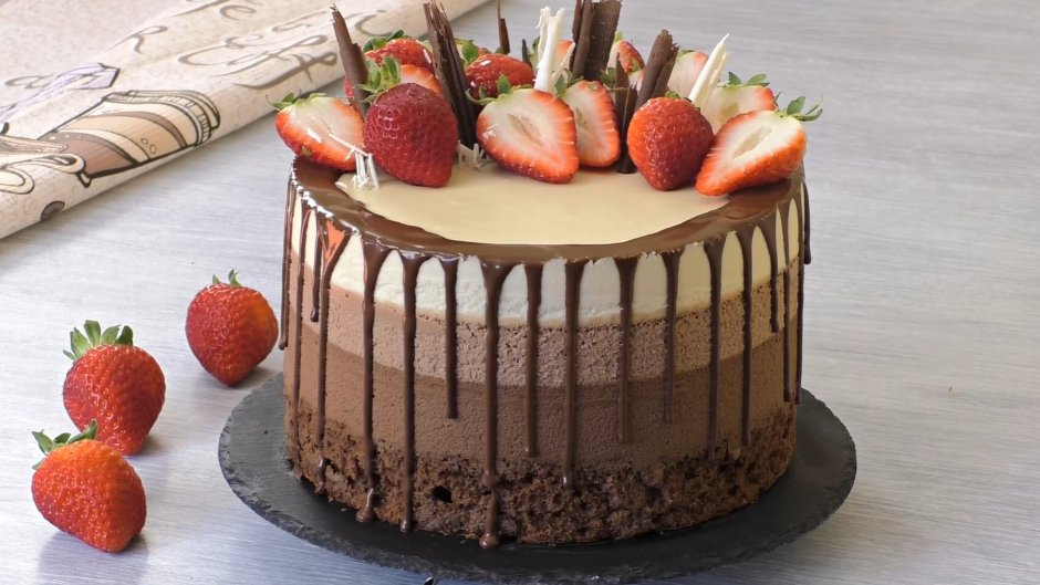Украшение торта три шоколада Минимализм
