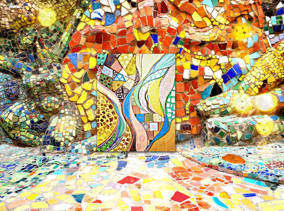 Современная мозаика в интерьере картины