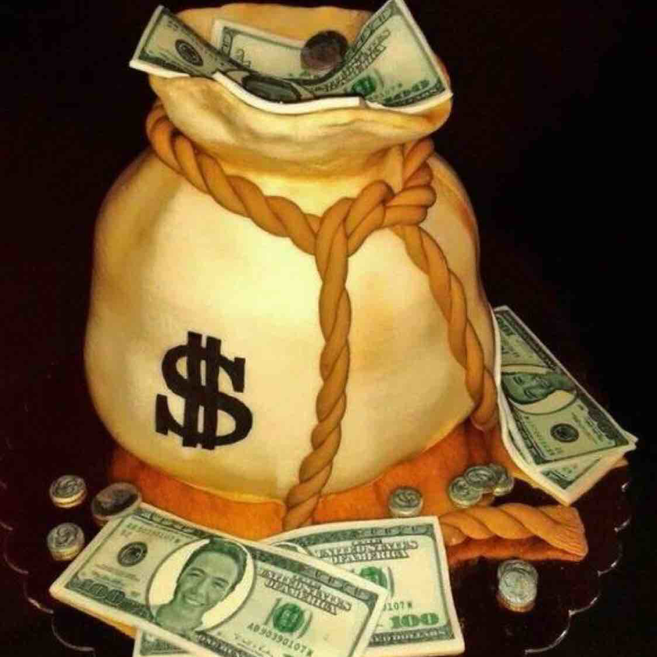 Торт мешок денег с мастикой