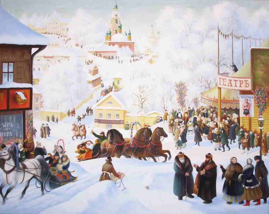Рождественский базар на Руси живопись
