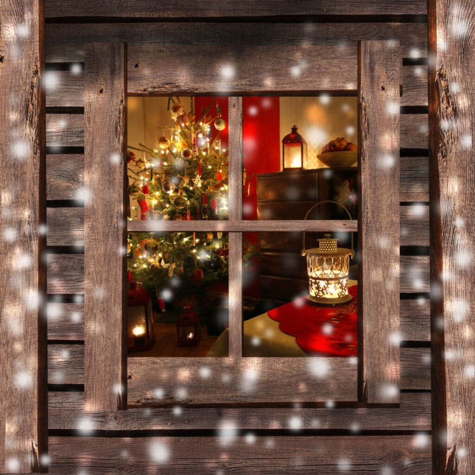 Новогоднее окно снаружи