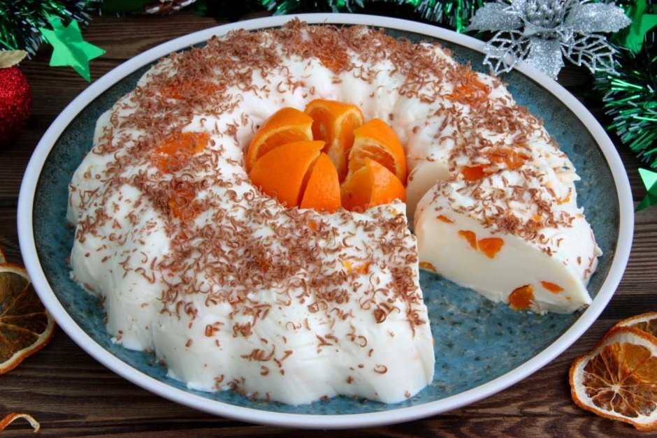 Новогодний десерт с мандариновым суфле