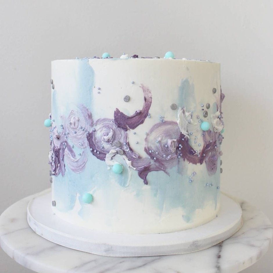 Декор торта цветными мазками