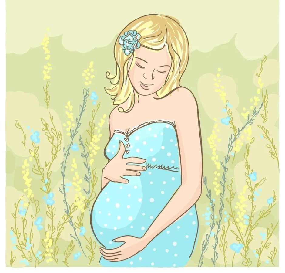 Беременная девушка акварель